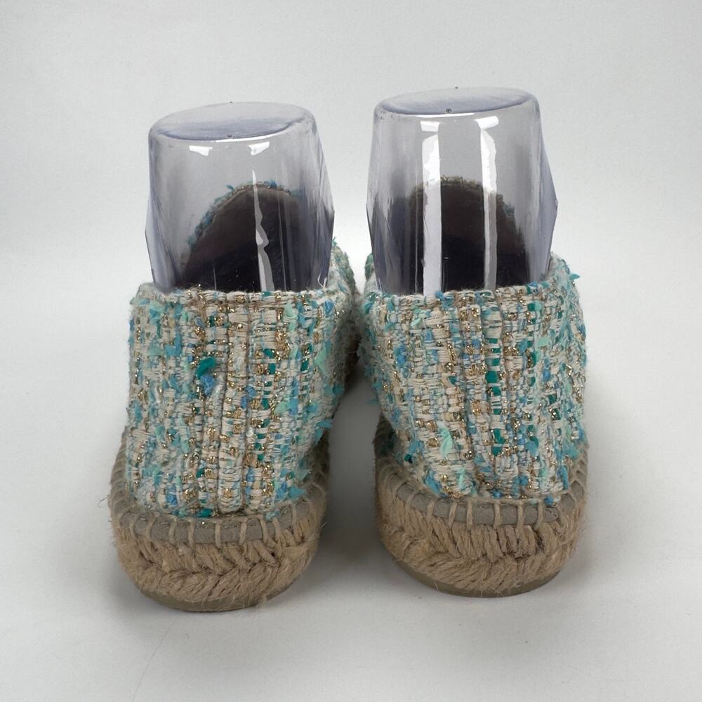 NWOT Anthropologie Manebi Tweed Espadrille Blue Flat Shoes Size US7.5 38 - Picture 3 of 12